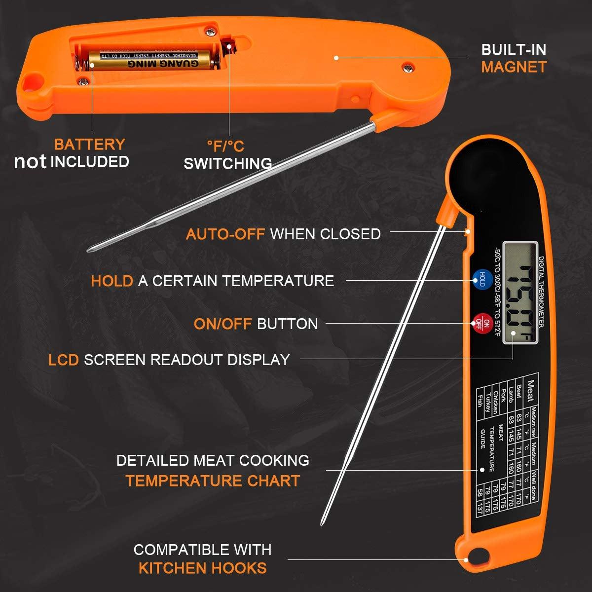 New Digital Kitchen Food Thermometer For Meat Water Milk Cooking Food Probe BBQ Electronic Oven Thermometer Food Thermometer Waterproof Probe With Backlit Sensing Kitchen Cooking Food Thermometer For Meat Water Milk Cooking Food BBQ  Kitchen Tools