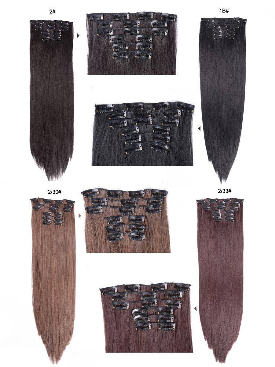 New Fashion 16 Clip In Hair Extension Long Straight Natural Black 6 Pcs/Set 16 Clips 22 Inch Synthetic Hair Piece Wigs For Black Women Cosplay Wigs For Women