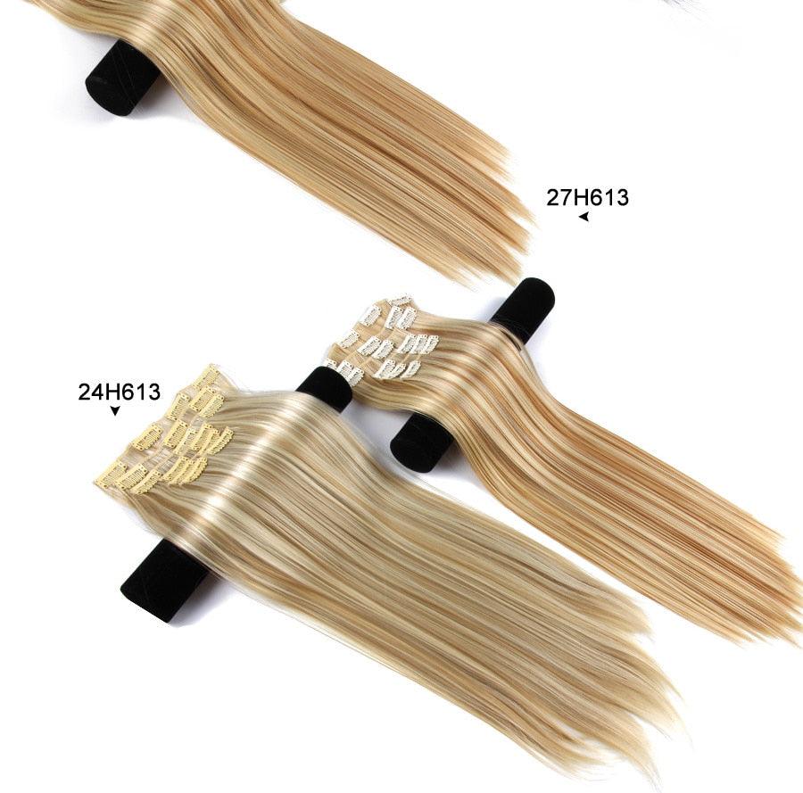 New Fashion 16 Clip In Hair Extension Long Straight Natural Black 6 Pcs/Set 16 Clips 22 Inch Synthetic Hair Piece Wigs For Black Women Cosplay Wigs For Women