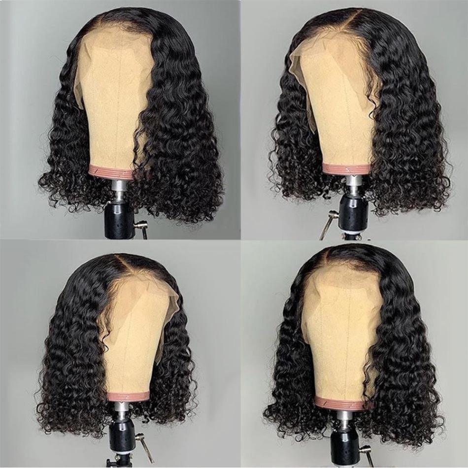 New Fashion Brazilian Curly Bob Wig Human Hair Lace Wigs For Women Short Side Part Curly Human Hair Wig Lace Wigs For Black Women Gifts for Girlfriends