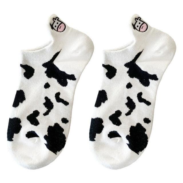 New Fashion Cow Print Cute Animals White Cartoon Socks Cute Happy Socks Unisex Fashion Socks Cow Style Breathable Socks For Men And Women