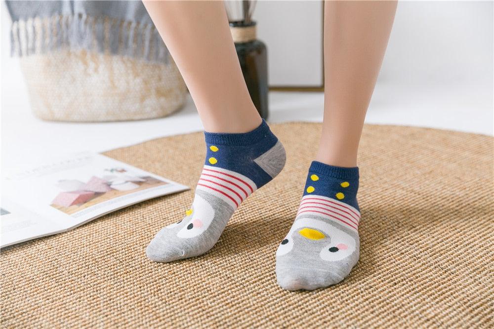 New Fashion Funny Cartoon Egg Socks Cute Girls' Happy Animal Fruit Foods Short Socks Penguin Fried Omelette Strawberry Pineapple Printed Unisex Socks For Men And Women