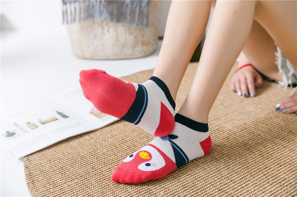 New Fashion Funny Cartoon Egg Socks Cute Girls' Happy Animal Fruit Foods Short Socks Penguin Fried Omelette Strawberry Pineapple Printed Unisex Socks For Men And Women