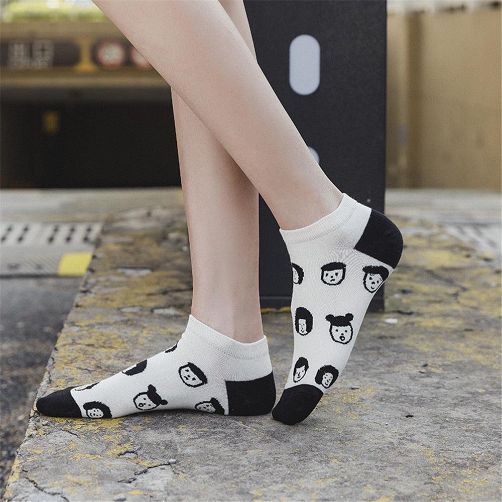 New Fashion Funny Cartoon Egg Socks Cute Girls' Happy Animal Fruit Foods Short Socks Penguin Fried Omelette Strawberry Pineapple Printed Unisex Socks For Men And Women