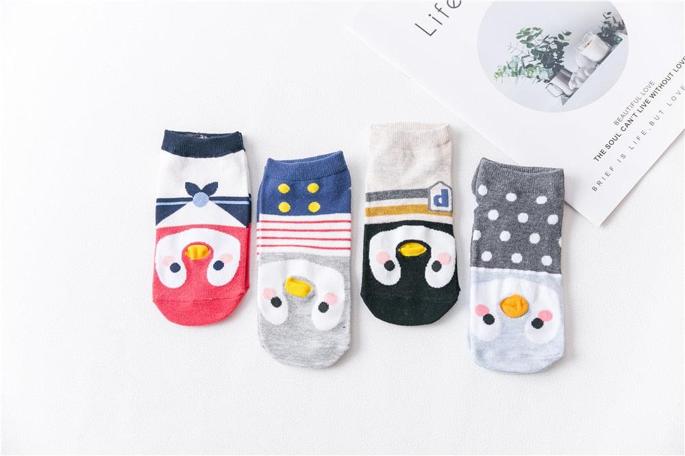 New Fashion Funny Cartoon Egg Socks Cute Girls' Happy Animal Fruit Foods Short Socks Penguin Fried Omelette Strawberry Pineapple Printed Unisex Socks For Men And Women