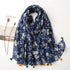 New Fashion Lady High Quality Soft Polka Floral Elegant Fringe Viscose Shawl Scarf Lightweight Wrap Headband Muslim Hijab For Women 180*90Cm