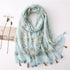 New Fashion Lady High Quality Soft Polka Floral Elegant Fringe Viscose Shawl Scarf Lightweight Wrap Headband Muslim Hijab For Women 180*90Cm