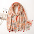 New Fashion Lady High Quality Soft Polka Floral Elegant Fringe Viscose Shawl Scarf Lightweight Wrap Headband Muslim Hijab For Women 180*90Cm