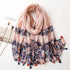 New Fashion Lady High Quality Soft Polka Floral Elegant Fringe Viscose Shawl Scarf Lightweight Wrap Headband Muslim Hijab For Women 180*90Cm