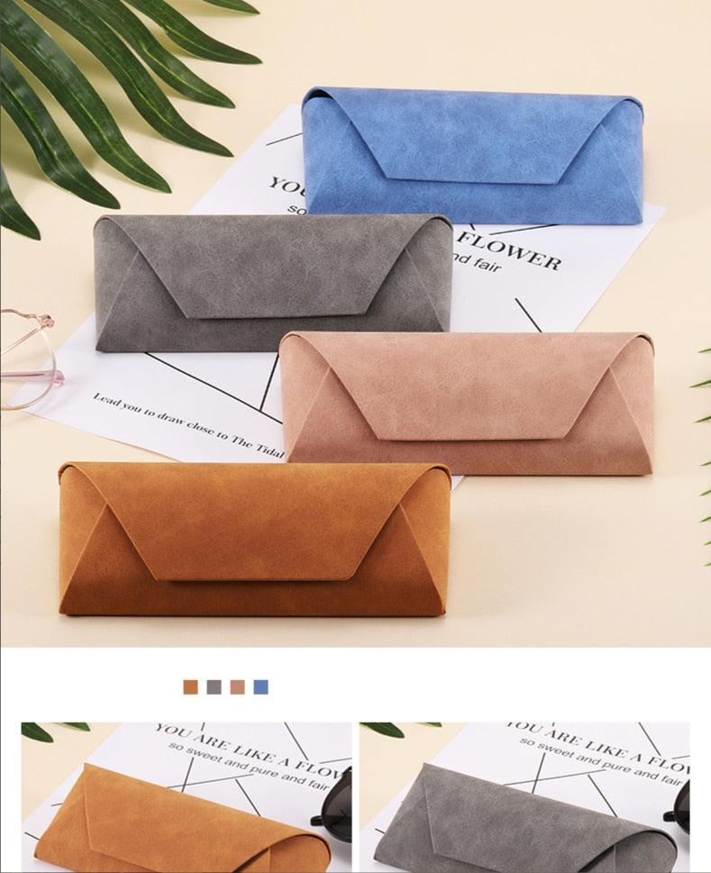 New Fashion Leather Cover Sunglasses Case Women Men Glasses Portable Soft Glasses Pouch Bag Hard Shell Eyeglasses Cases Unisex Leather Glasses Cases Portable Sunglasses Protective Cases For Women