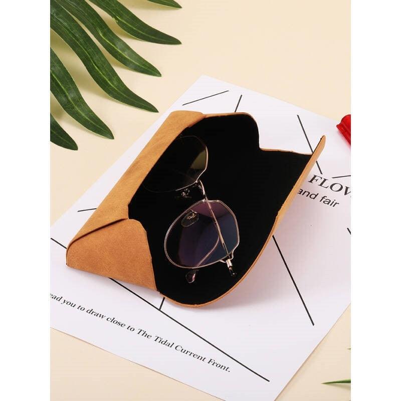 New Fashion Leather Cover Sunglasses Case Women Men Glasses Portable Soft Glasses Pouch Bag Hard Shell Eyeglasses Cases Unisex Leather Glasses Cases Portable Sunglasses Protective Cases For Women