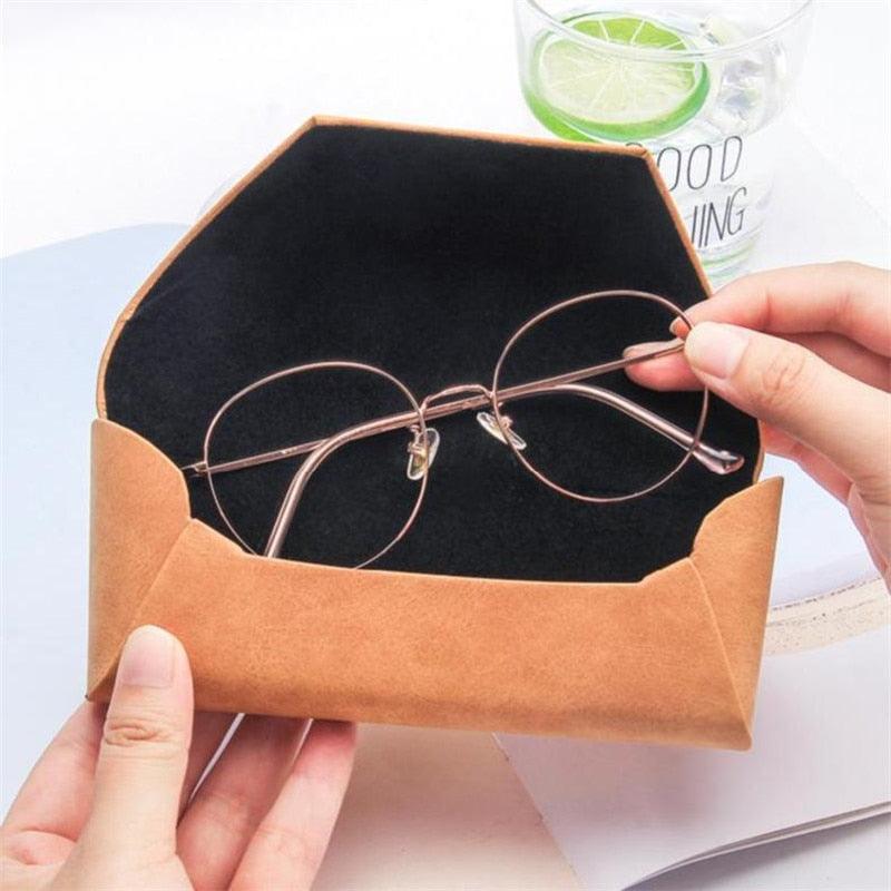 New Fashion Leather Cover Sunglasses Case Women Men Glasses Portable Soft Glasses Pouch Bag Hard Shell Eyeglasses Cases Unisex Leather Glasses Cases Portable Sunglasses Protective Cases For Women