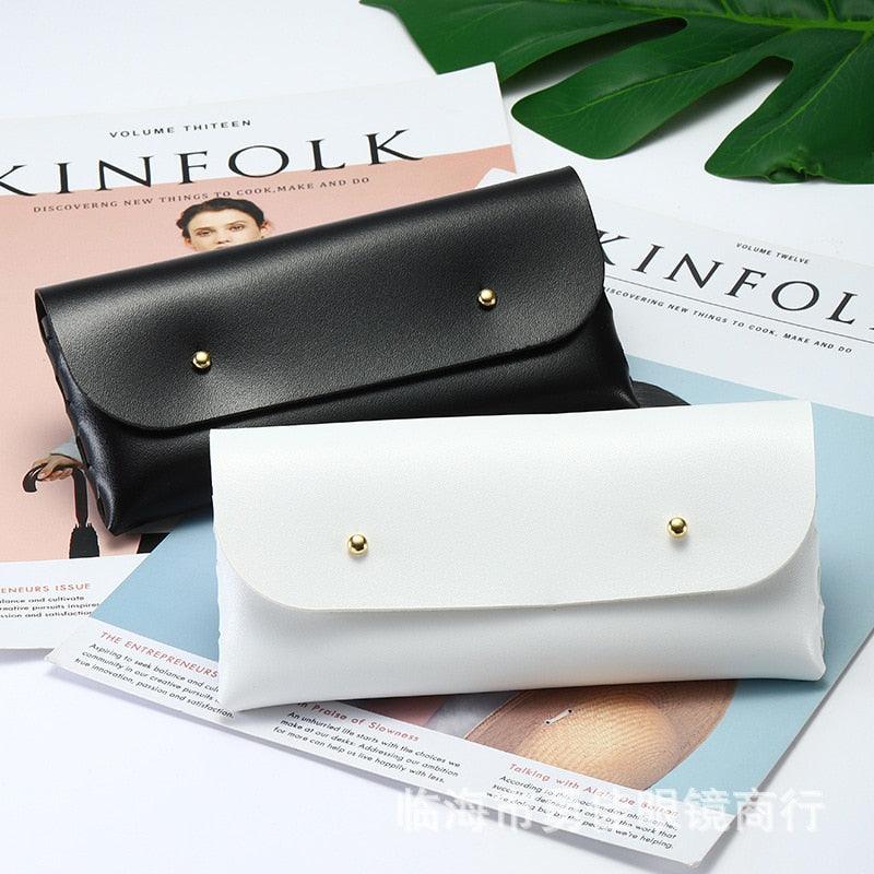 New Fashion Leather Handmade Bag Glasses Bag Convenient Sunglasses Unisex Anti-Stress Sunglasses Storage Portable Leather Glasses Case Durable Soft Sunglasses Pouch Slim Case For Women Horizontal Eyeglass Case