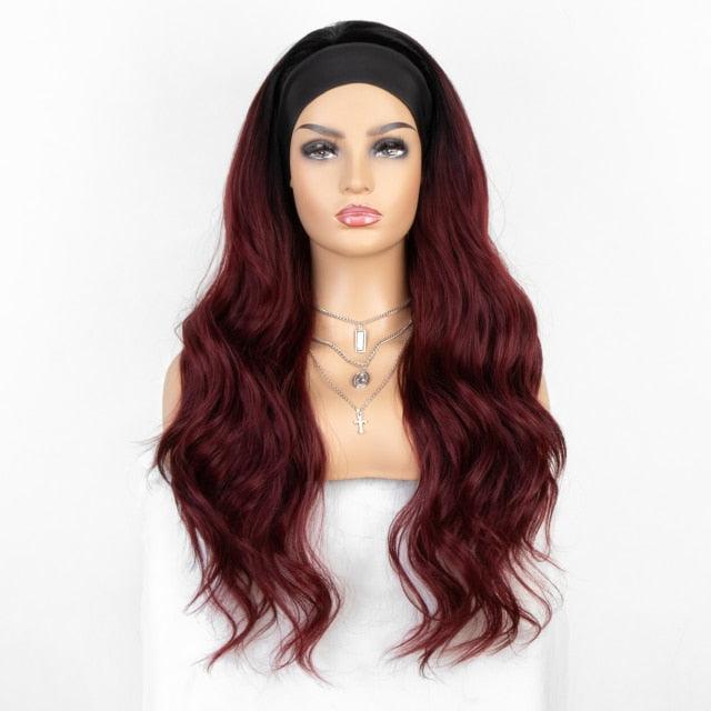 New Fashion Long Wavy Headband Wig for Black Women None Replacement Body Wave Synthetic Headwraps Hair Wig Wigs For Black Women Cosplay Wigs For Women