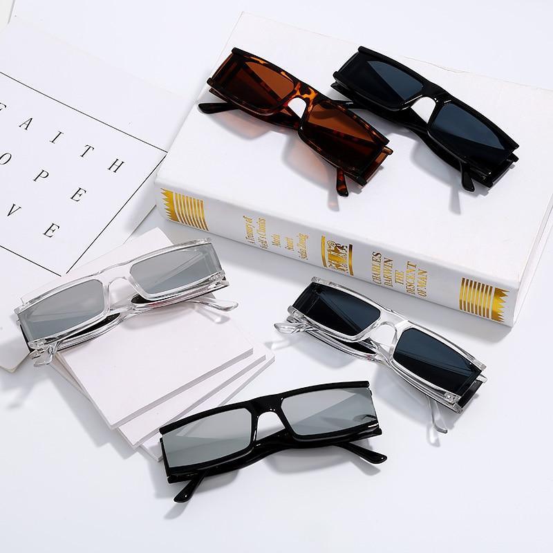 New Fashion Rectangle Small Sunglasses For Women Luxury Style Mirror Black Clear Lens Retro Colourful Lens Frames Elegant Summer Design