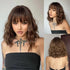 New Fashion Short Bob Water Wave Synthetic Wigs for Women Natural Cosplay Fake Hair Shoulder Length Women's Brown Wig with Bangs Wigs For Black Women