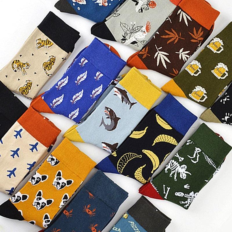 New Fashion Socks Shark Dinosaur Tiger Bear Dog Pattern Long Tube Happy Novelty Skateboarding Cycling Leisure Fun Unisex Crew Socks For Men And Women