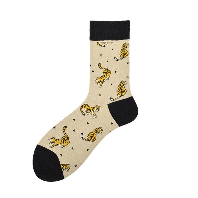 New Fashion Socks Shark Dinosaur Tiger Bear Dog Pattern Long Tube Happy Novelty Skateboarding Cycling Leisure Fun Unisex Crew Socks For Men And Women