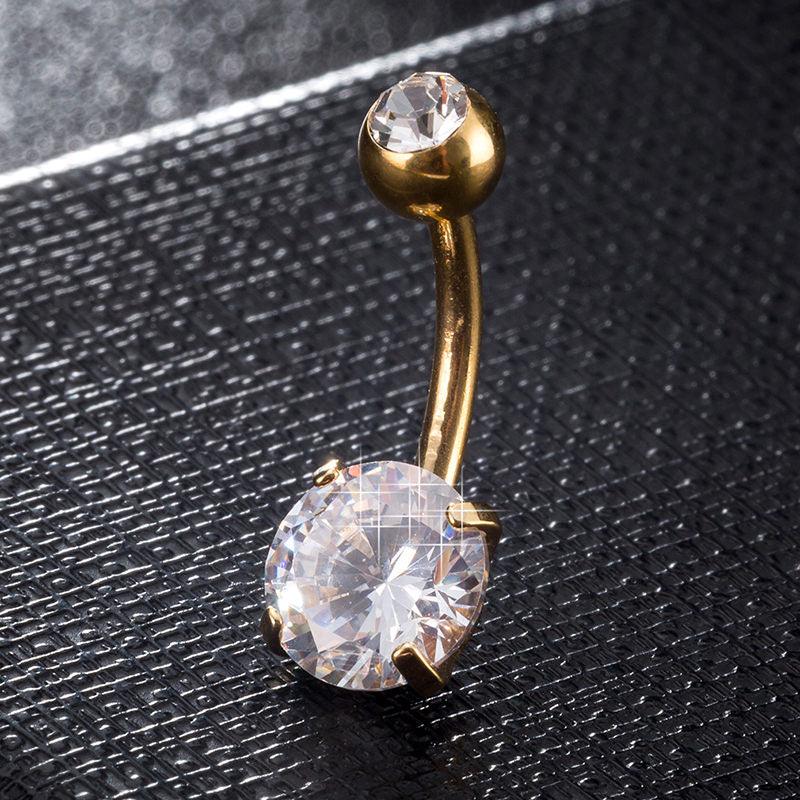 New Fashion Stainless Steel Belly Button Ring Zircon Lounger Medical Stainless Steel Belly Button Rings Navel Ring Surgical Steel Belly Button Rings Clear Women Body Jewelry Piercing Stainless Steel Dangle Belly Button Rings for Women Belly Piercing