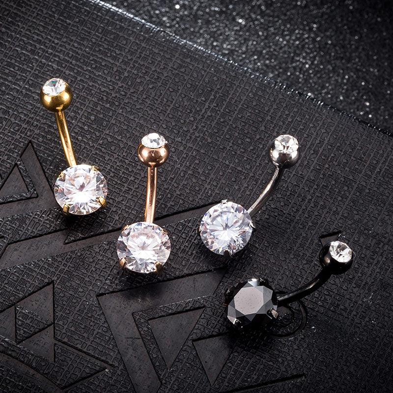 New Fashion Stainless Steel Belly Button Ring Zircon Lounger Medical Stainless Steel Belly Button Rings Navel Ring Surgical Steel Belly Button Rings Clear Women Body Jewelry Piercing Stainless Steel Dangle Belly Button Rings for Women Belly Piercing