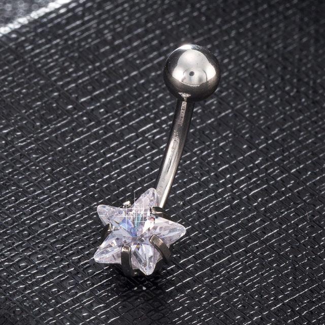 New Fashion Stainless Steel Belly Button Ring Zircon Lounger Medical Stainless Steel Belly Button Rings Navel Ring Surgical Steel Belly Button Rings Clear Women Body Jewelry Piercing Stainless Steel Dangle Belly Button Rings for Women Belly Piercing