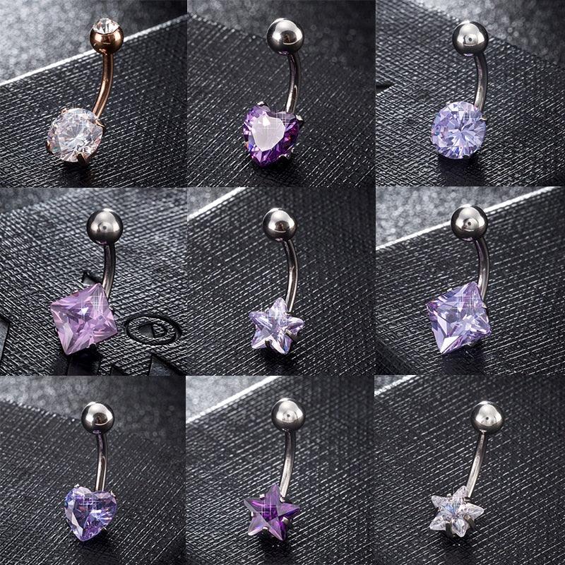 New Fashion Stainless Steel Belly Button Ring Zircon Lounger Medical Stainless Steel Belly Button Rings Navel Ring Surgical Steel Belly Button Rings Clear Women Body Jewelry Piercing Stainless Steel Dangle Belly Button Rings for Women Belly Piercing