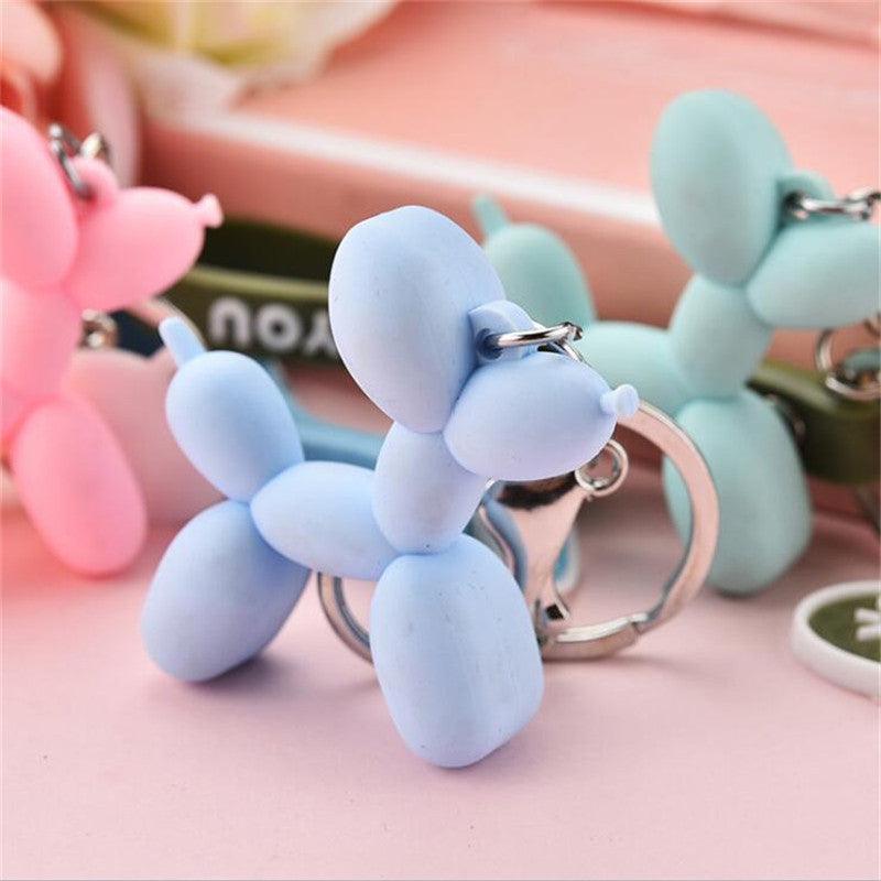 New Fashion Stereo Cute Balloon Dog Keychain Key ring Creative Cartoon Mobile Phone Balloon Dog Style Keyring soft Silicon Animal Key Hook Lovely Puppy Key Holder Bag Car Pendant Fun Keychain