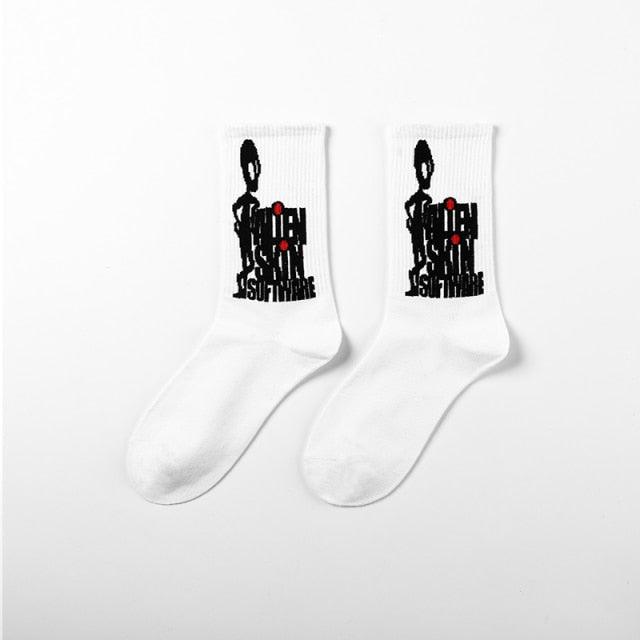 New Fashion Stylish Basketball Men Socks Cotton Hip-hop Female Sports Socks Combed Out Of Pure Cotton High Quality Harajuku Cool Funny Unisex Crew Socks For Men And Women