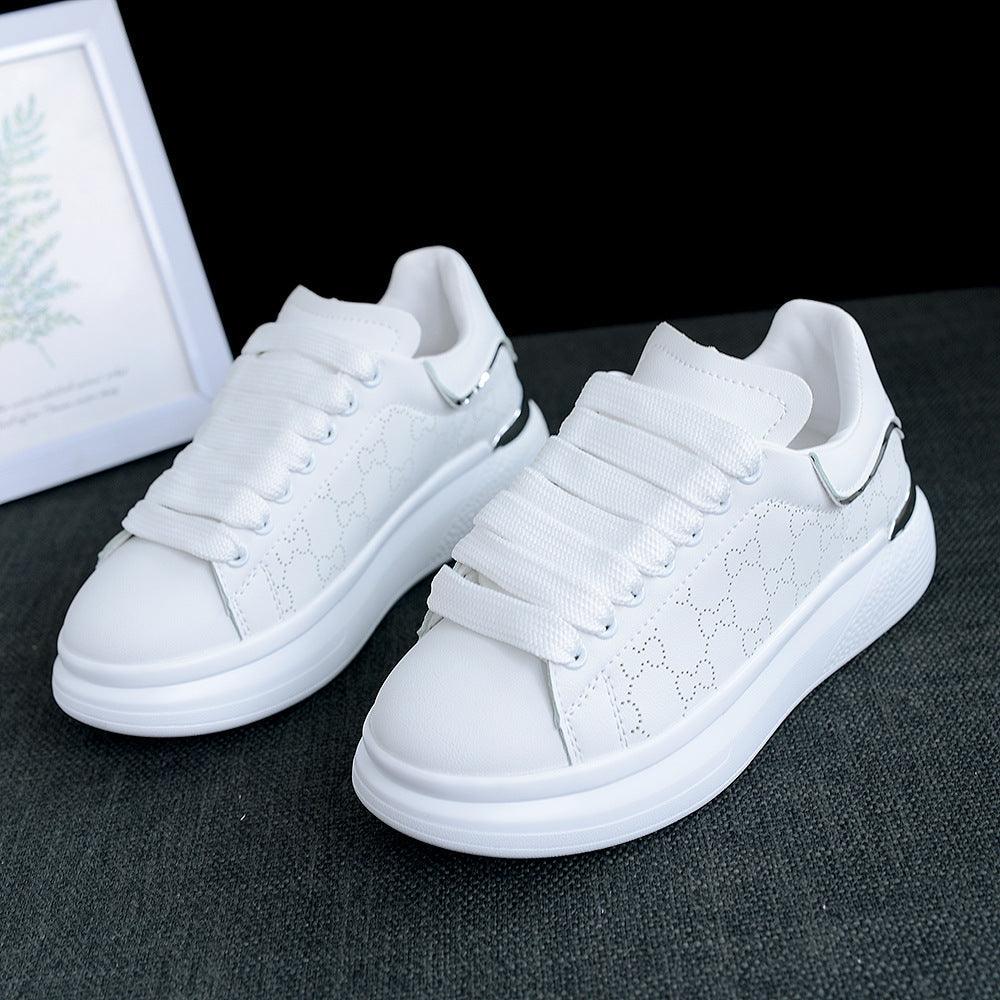 New Fashion White High Quality Women's White Thick Soled Sports Casual Couple Shoes Summer Lace-Up Trainers Gym Tennis Running Breathable High Quality Sneakers - STEVVEX Shoes - 106, Air Mesh Sneakers, Elegant Women Sneakers, Lace-up Sneakers, Leather Sneakers, Leather White Sneakers, Shoes, Walking Sneakers, White Shoes, White Womens Sneakers, Women Flat Leather Shoes, Women Flat Shoes, Women shoes, Women sneakers, Women's Sport Sneakers, Womens Fitness Sneakers, Womens Leather Sneakers - Stevvex.com