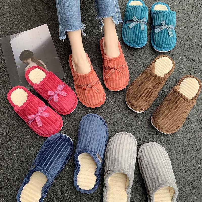 New Fashion Winter Warm Cotton Slippers Women Men Home Shoes Simple Non-slip Cotton House Slippers Cozy Memory Foam Washable For Summer Bedroom