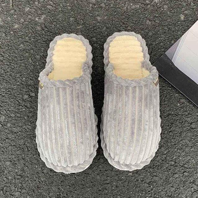 New Fashion Winter Warm Cotton Slippers Women Men Home Shoes Simple Non-slip Cotton House Slippers Cozy Memory Foam Washable For Summer Bedroom