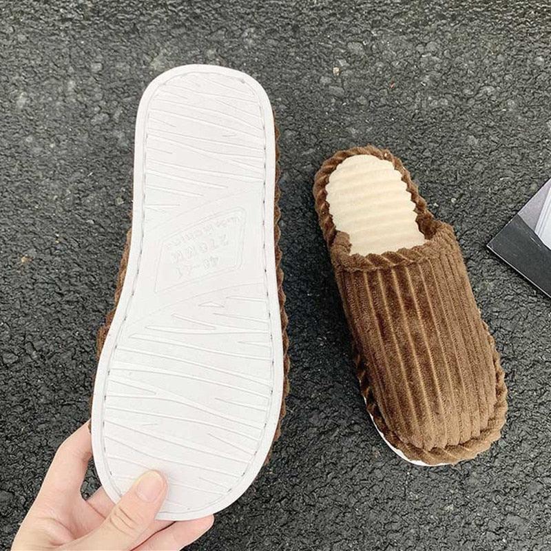 New Fashion Winter Warm Cotton Slippers Women Men Home Shoes Simple Non-slip Cotton House Slippers Cozy Memory Foam Washable For Summer Bedroom