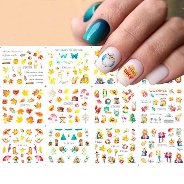 New Geometric Letter Nail Sticker Water Slider Winter Decal Christmas New Year Gift Nail Slider Temporary Tattoos Women Nail Art Stickers Water Transfer Decals Design Nail Art Supplies Manicure Acrylic Nail Foil Stencils Decorations