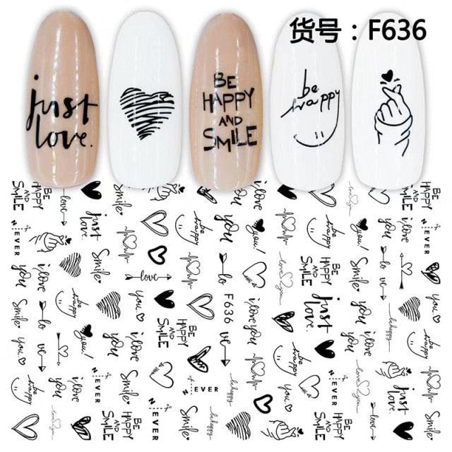 New Geometric Letter Nail Sticker Water Slider Winter Decal Christmas New Year Gift Nail Slider Temporary Tattoos Women Nail Art Stickers Water Transfer Decals Design Nail Art Supplies Manicure Acrylic Nail Foil Stencils Decorations