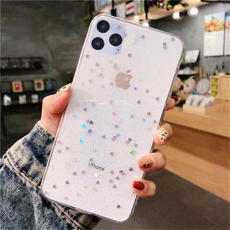 New Glitter Phone Case For iPhone 14 11 12 13 Mini Pro XS Max XR X 7 8 Plus Soft Star Glitter Clear Glitter Sparkly Phone Case For Women and Girls Soft Protective Cover for iPhone