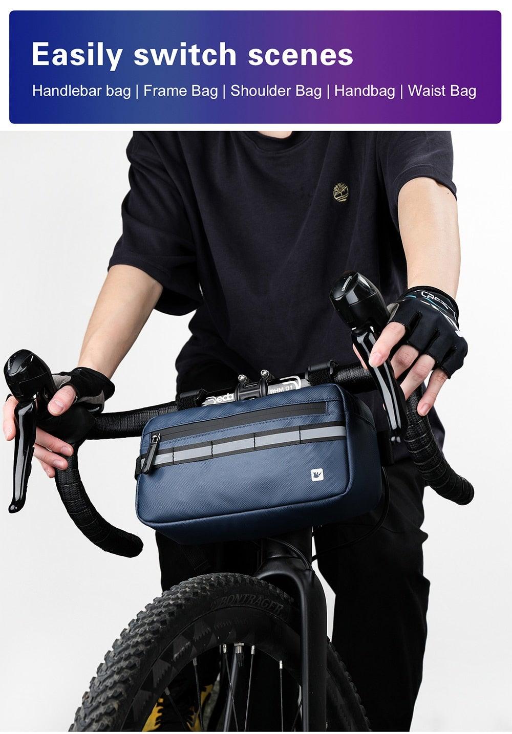 New Handlebar Bag Bicycle Bags Frame Pannier Bag Waterproof Multifunction Portable Shoulder Bag Bike Accessories Multifunction Bike Handlebar Bag Front Bicycle Frame Bag Waterproof Shoulder Bag Handbag Waist Bag