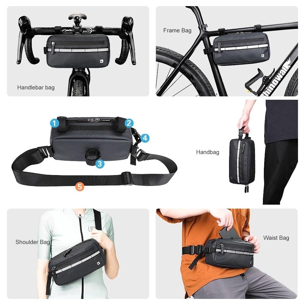 New Handlebar Bag Bicycle Bags Frame Pannier Bag Waterproof Multifunction Portable Shoulder Bag Bike Accessories Multifunction Bike Handlebar Bag Front Bicycle Frame Bag Waterproof Shoulder Bag Handbag Waist Bag