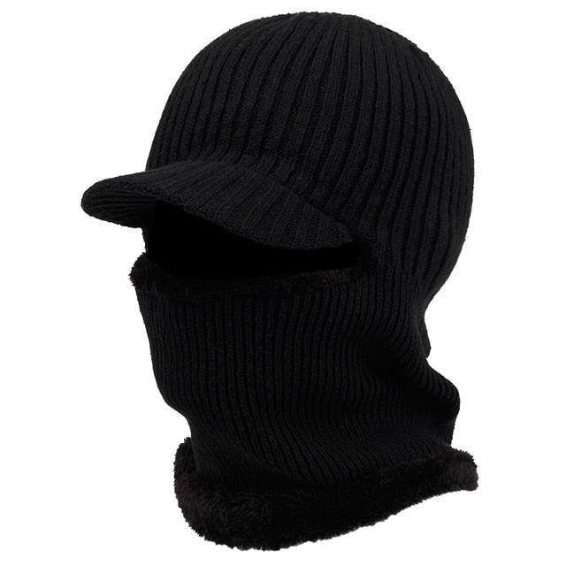 New Hooded Wool Cap Riding Windproof Cold Hat Plus Velvet Thickening Hooded Fashion Outdoor Warm Hat Collar Winter Caps Outdoor Sport Warm Beanies Hat For Men Knitted Hats Bandana Hiking Camping Kid Neck Warmer Cap