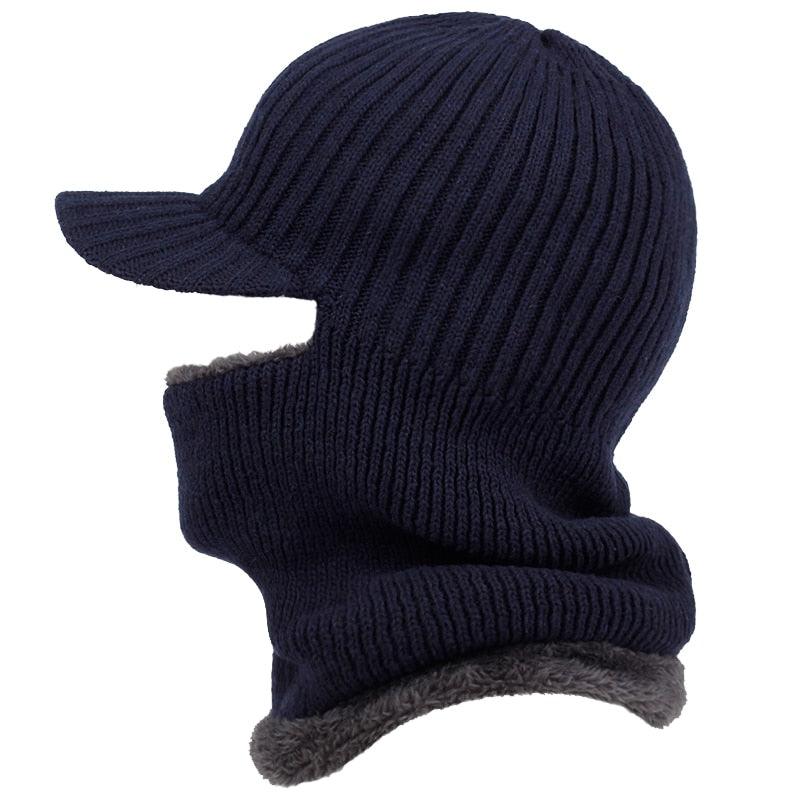 New Hooded Wool Cap Riding Windproof Cold Hat Plus Velvet Thickening Hooded Fashion Outdoor Warm Hat Collar Winter Caps Outdoor Sport Warm Beanies Hat For Men Knitted Hats Bandana Hiking Camping Kid Neck Warmer Cap