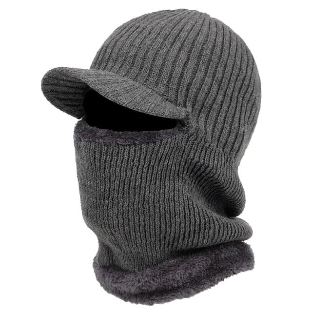 New Hooded Wool Cap Riding Windproof Cold Hat Plus Velvet Thickening Hooded Fashion Outdoor Warm Hat Collar Winter Caps Outdoor Sport Warm Beanies Hat For Men Knitted Hats Bandana Hiking Camping Kid Neck Warmer Cap