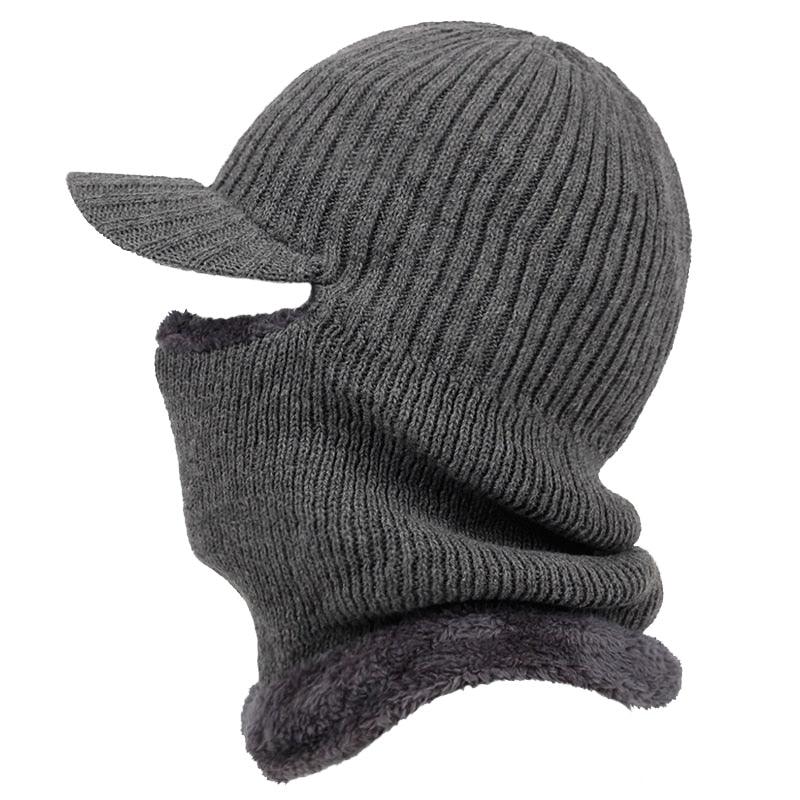 New Hooded Wool Cap Riding Windproof Cold Hat Plus Velvet Thickening Hooded Fashion Outdoor Warm Hat Collar Winter Caps Outdoor Sport Warm Beanies Hat For Men Knitted Hats Bandana Hiking Camping Kid Neck Warmer Cap