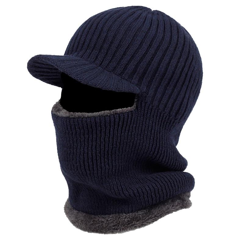 New Hooded Wool Cap Riding Windproof Cold Hat Plus Velvet Thickening Hooded Fashion Outdoor Warm Hat Collar Winter Caps Outdoor Sport Warm Beanies Hat For Men Knitted Hats Bandana Hiking Camping Kid Neck Warmer Cap