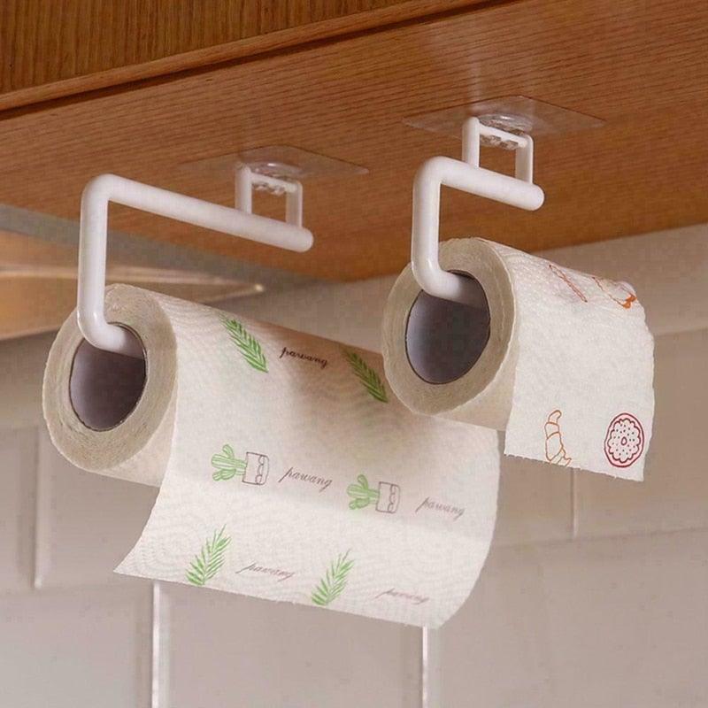 New Kitchen Paper Roll Holder Towel Hanger Rack Bar Cabinet Rag Hanging Holder Shelf Toilet Paper Holders Home Bathroom Hardware Self Adhesive Paper Towel Holder - Under Cabinet Paper Towel Rack For Kitchen