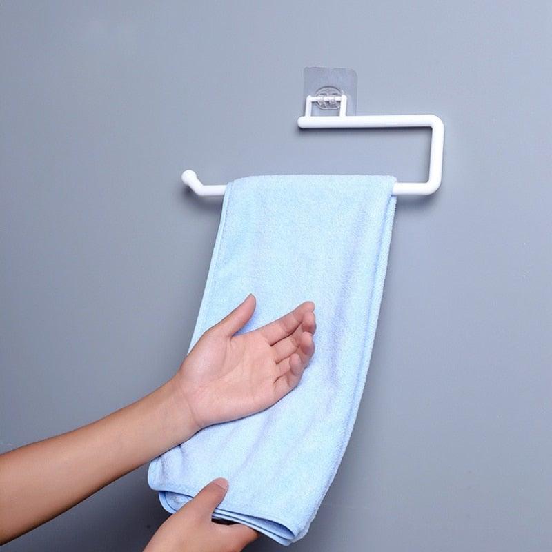 New Kitchen Paper Roll Holder Towel Hanger Rack Bar Cabinet Rag Hanging Holder Shelf Toilet Paper Holders Home Bathroom Hardware Self Adhesive Paper Towel Holder - Under Cabinet Paper Towel Rack For Kitchen