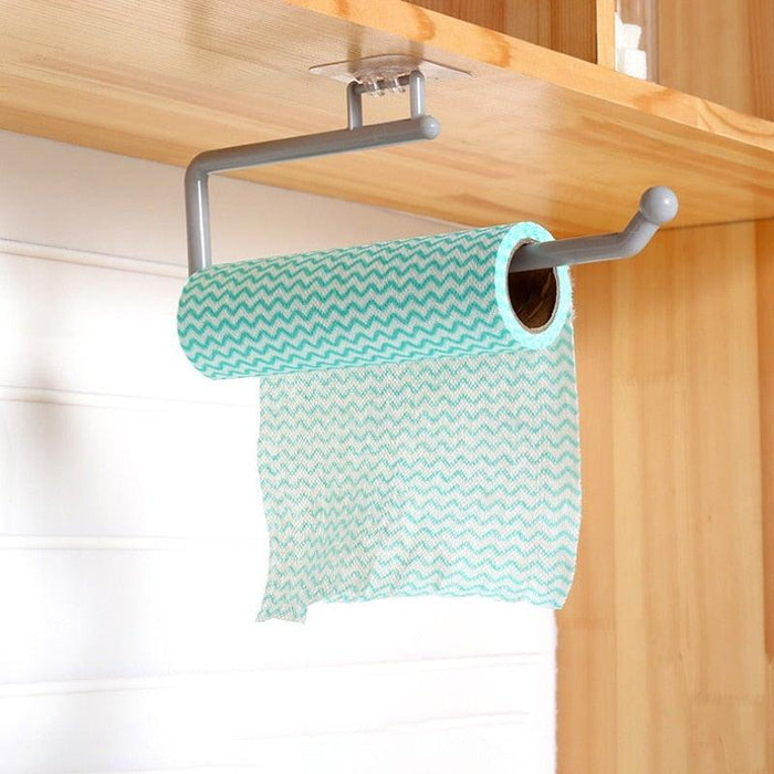 New Kitchen Paper Roll Holder Towel Hanger Rack Bar Cabinet Rag Hanging Holder Shelf Toilet Paper Holders Home Bathroom Hardware Self Adhesive Paper Towel Holder - Under Cabinet Paper Towel Rack For Kitchen