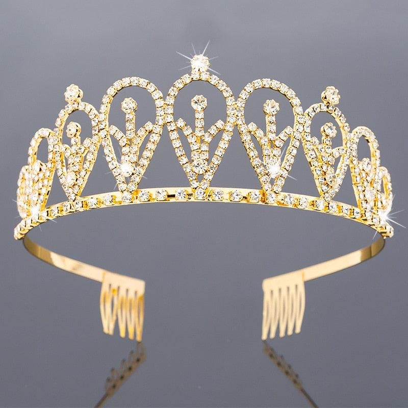 New Ladies Headwear And Crown Headband Bridal Party Crown Wedding Party Accessories Fashion Hair Accessories Gifts  Princess Crown Crystal Gold Tiara For Girls Women Toddler Kids Fairy Tiara With Comb