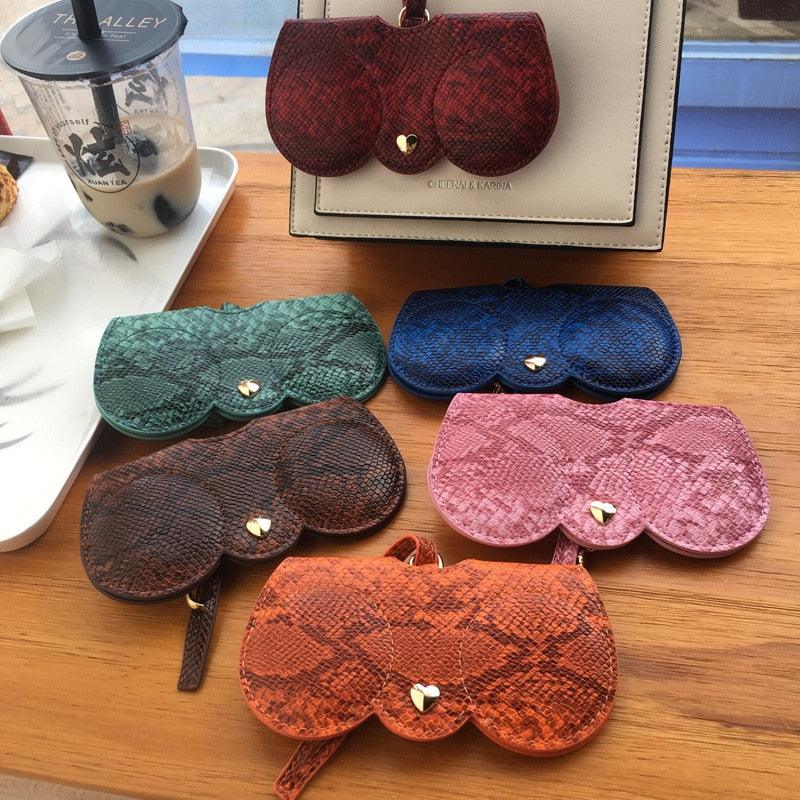 New Leather Foldable Fashion Women Portable Case Sun Eye Glasses Box For Eyeglass Sunglasses Cute Protection Bag Lightweight Soft Eyewear Bag For Women Girls