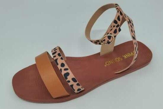 New Leopard Summer Women Sandals Strap Fashion Woman Beach Shoes Buckle Flat Heels Open Toe Platform Outdoor Sandals Flat Casual Strappy Ankle Strap Flat Sandals