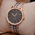 New Luxury Fashion Quartz Ladies Watch Plaid Clock Rose Gold Dial Dress Casual Wristwatch Analog Quartz Watches For Women Fashion Casual Wrist Watch Elegant Dress Watch For Womens