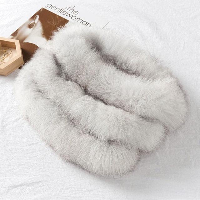 New Luxury Fashion Winter Soft Real Fox Fur Scarf Genuine Fur Round Scarves Lightweight Neck Warmer Elegant Neckerchief Scarfs Warm Neck Warmer For Women